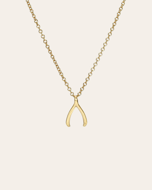 Kids 14k Gold Mini Wishbone Necklace