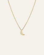 Kids 14k Gold Moon with Tiny Diamond Necklace