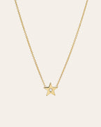 Kids 14k Gold Star with Tiny Diamond Necklace