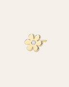 14k Gold Tiny Flower with Diamond Stud Earring