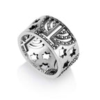 Menorah & Star of David Wide Band Ring
