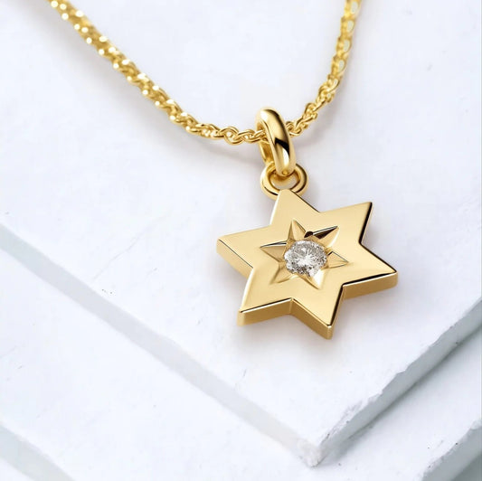 Star of David Diamond Pendant Necklace