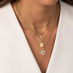 Pavé Evil Eye Necklace with Turquoise Gemstone