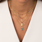 Pavé Evil Eye Necklace with Turquoise Gemstone