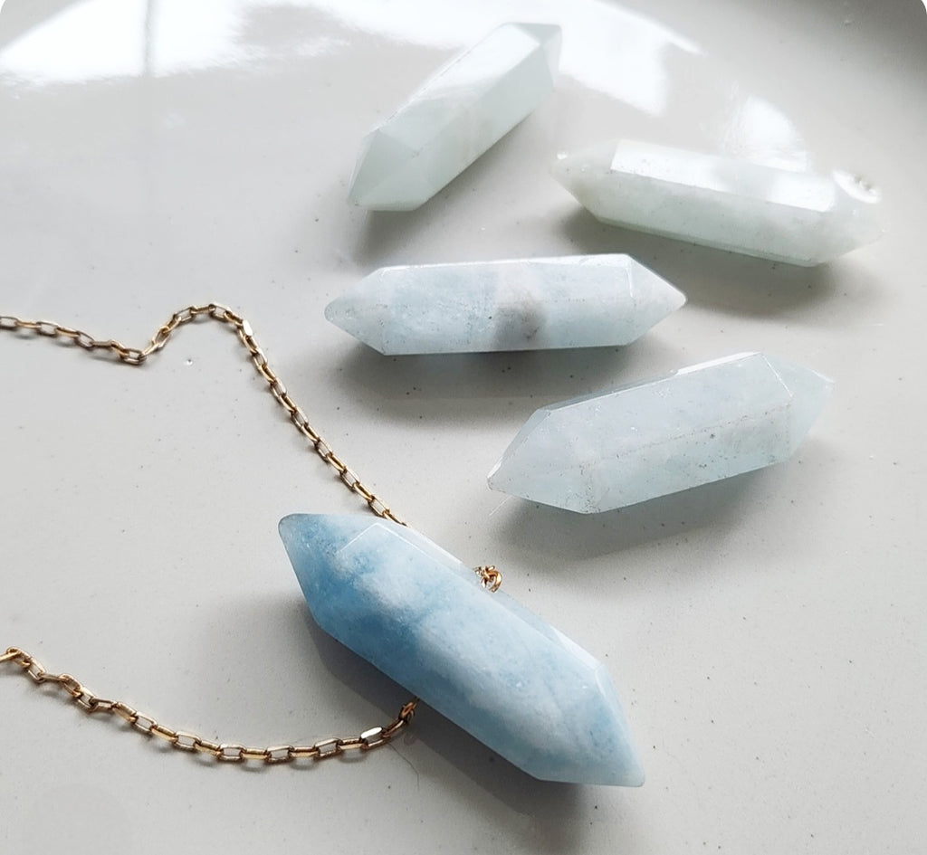 Natural Aquamarine Crystal Point Pendant