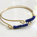 Stackable Gemstone & Brass Beaded Bangle Bracelet