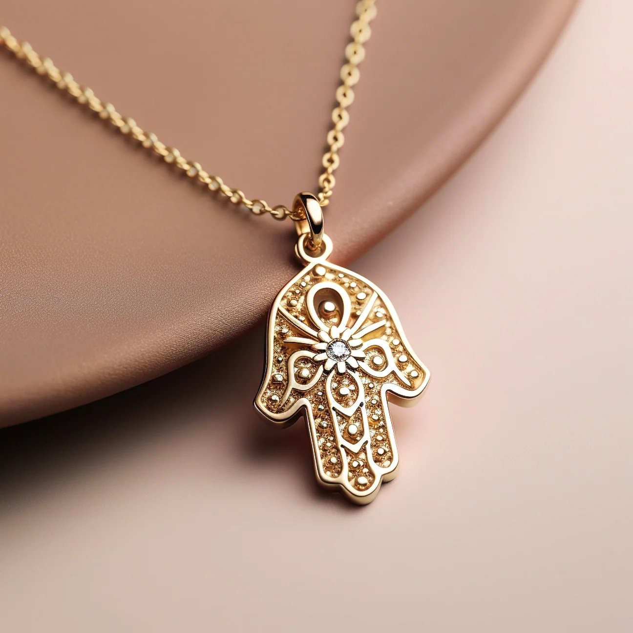 Vintage Hamsa Hand Pendant Necklace