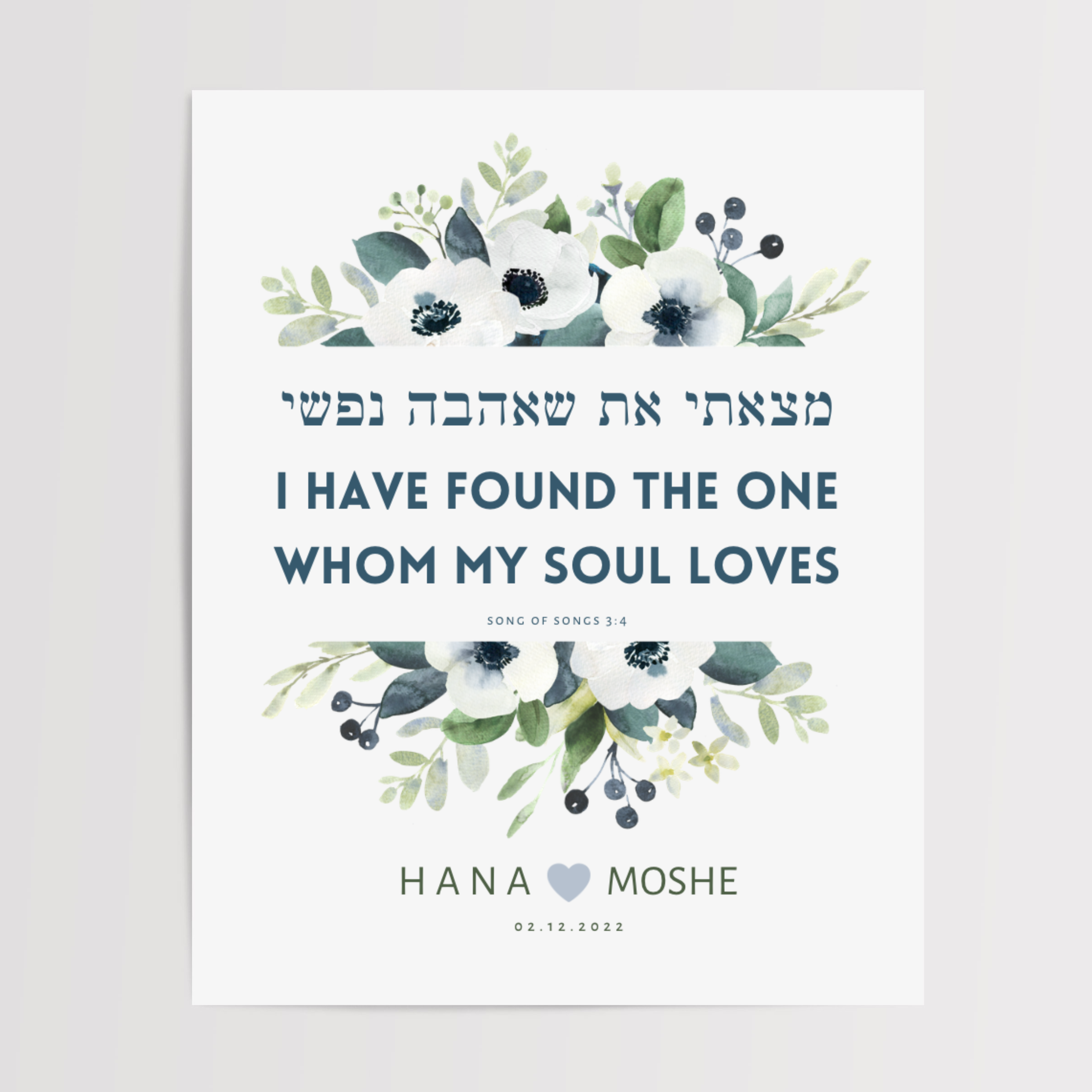 Personalized Song of Songs 3:4 Wedding Art Print