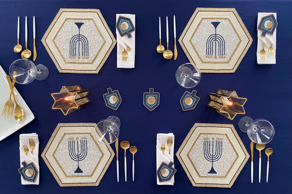 Luna Menorah Beaded Placemat