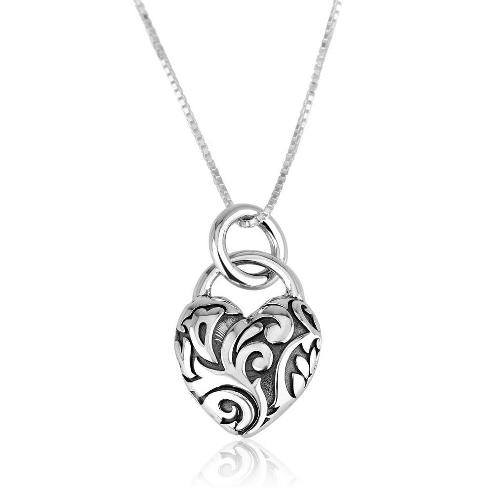 Silver Floral Heart Necklace