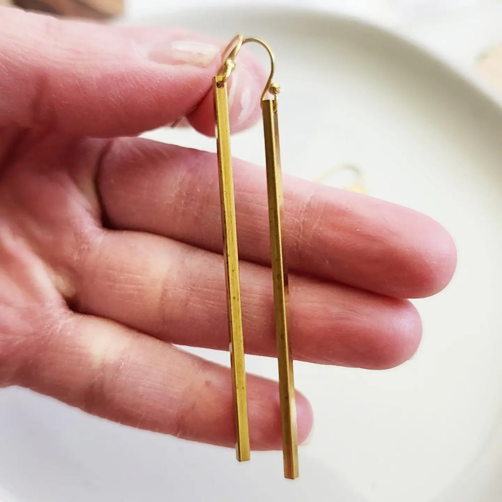 Classic Brass Bar Dangle Earrings