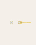 14k Gold 4-Prong Diamond Stud Earrings