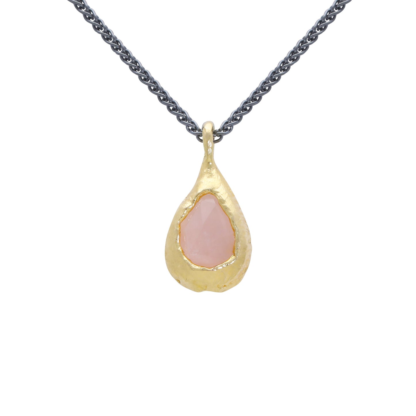 Gold-Plated Necklace With Rose Quartz