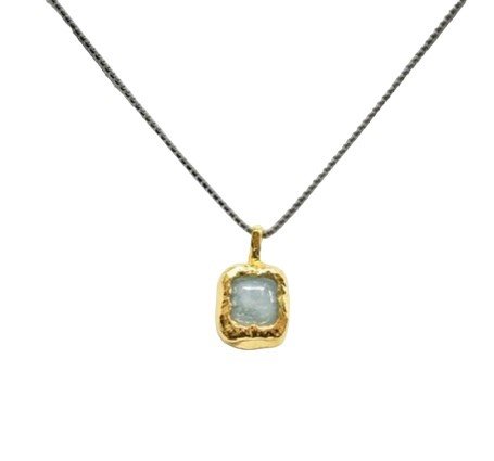 Gold-Plated Necklace With Milky Aqua Stone