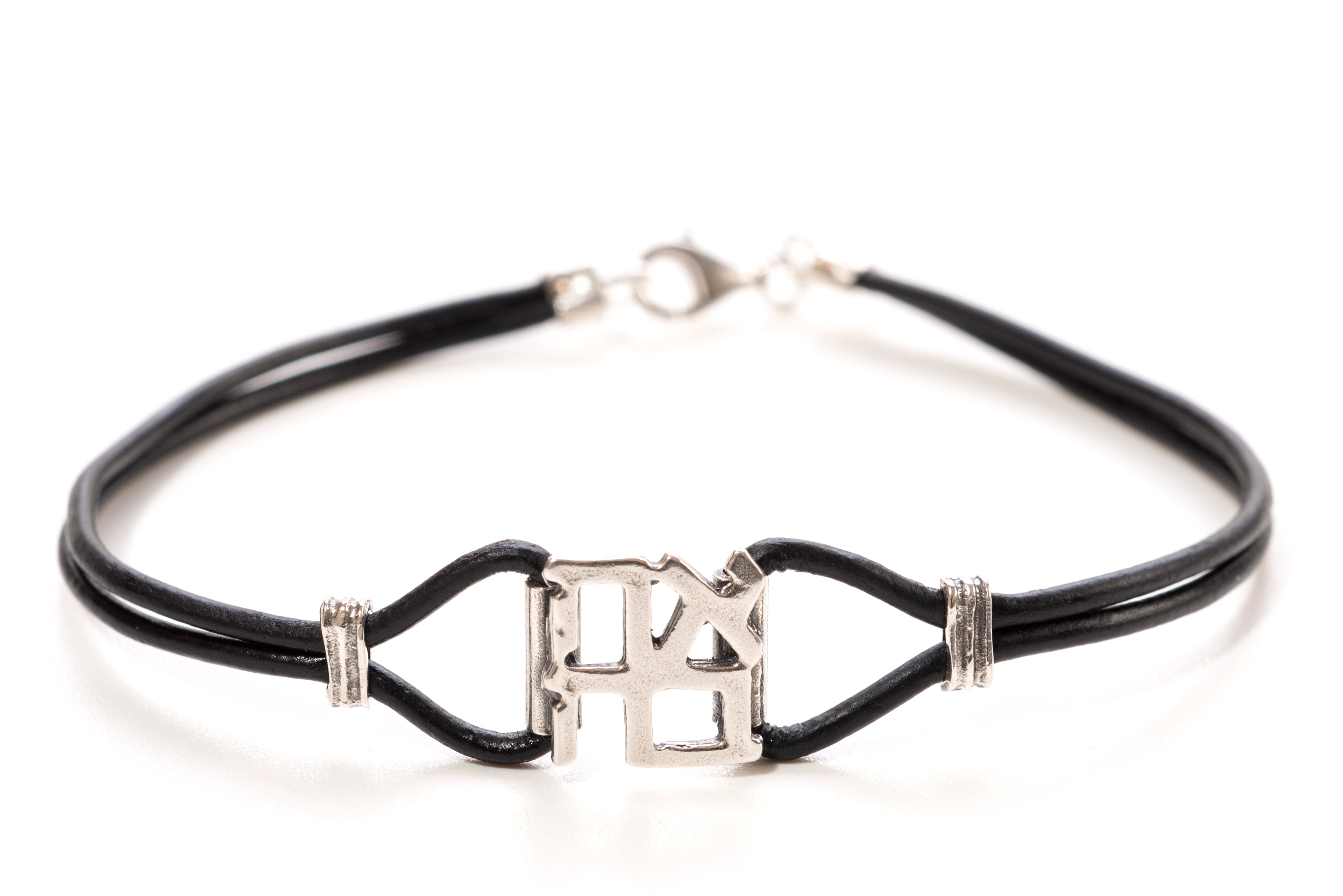 Sterling Silver & Leather AHAVA (אהבה) Bracelet