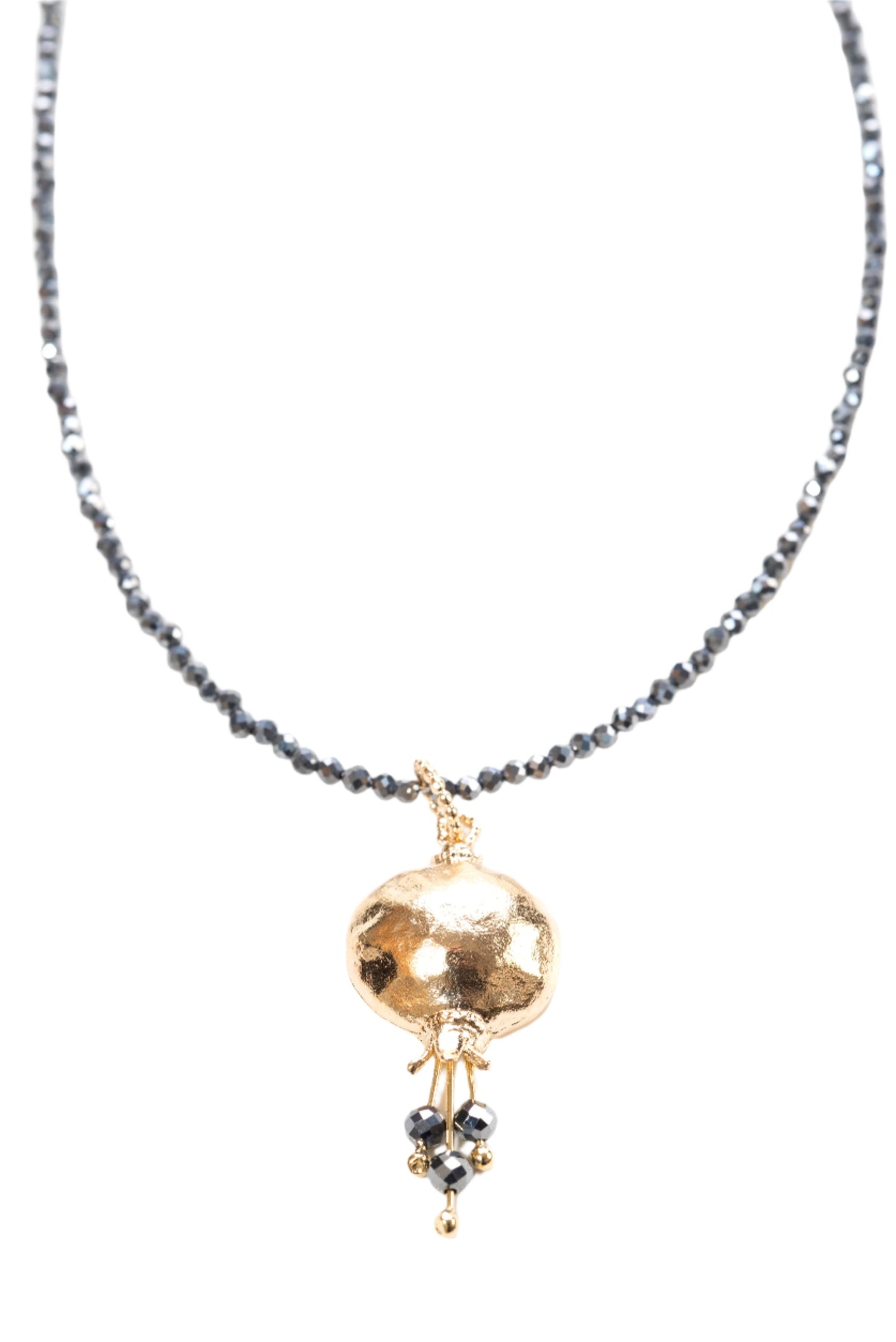 Gold Plated Pomegranate Beaded Pendant Necklace