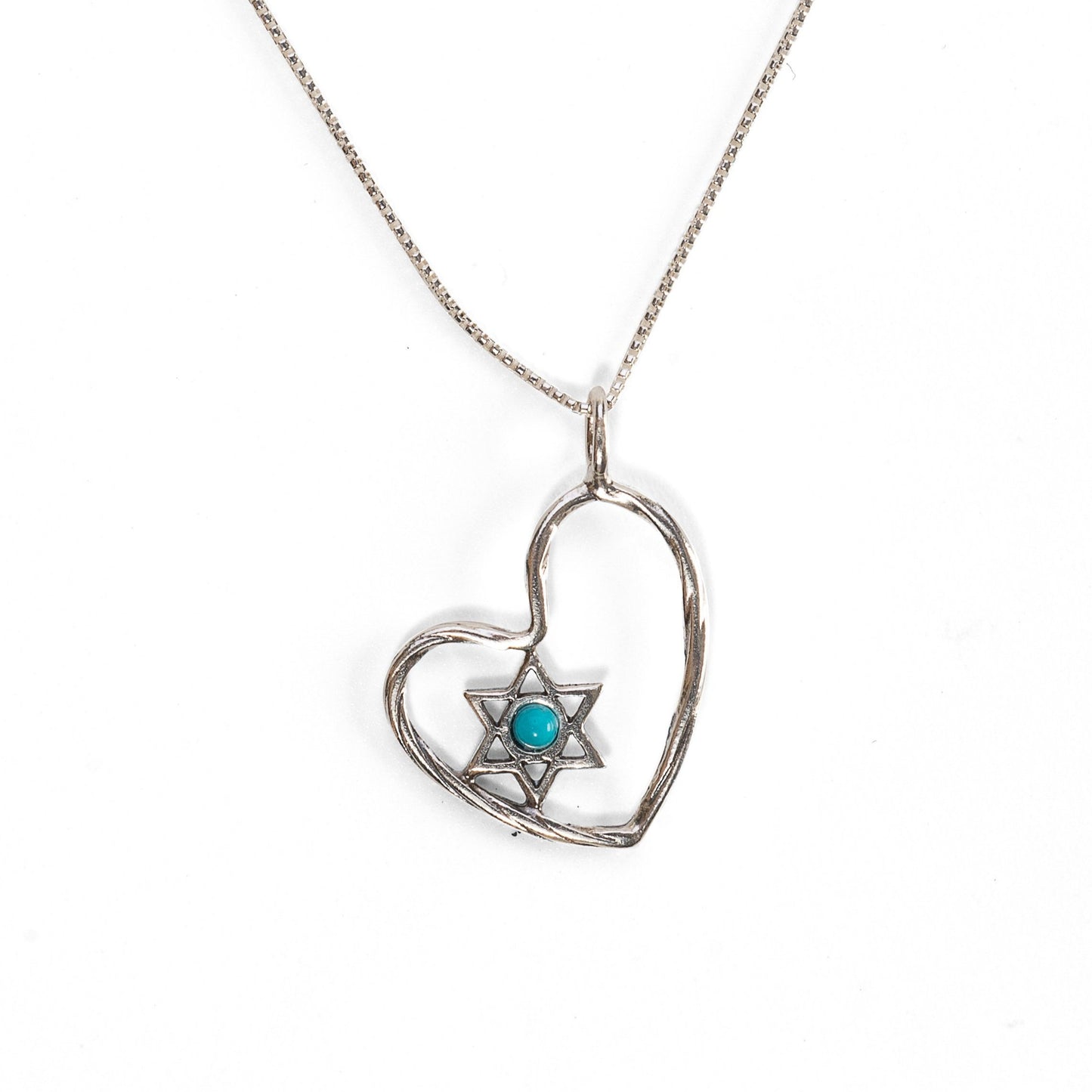 Sterling Silver Heart With Turquoise Star