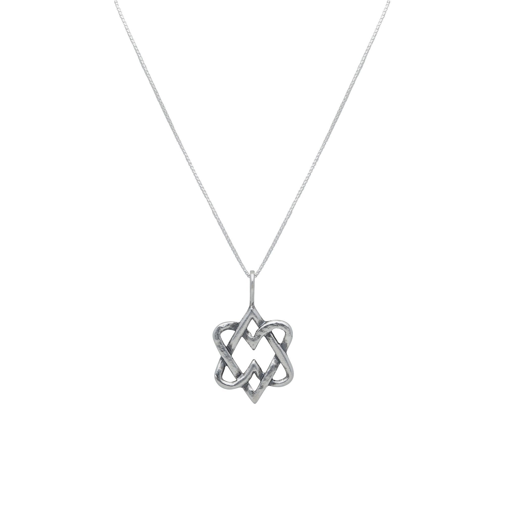 Interlocking Hearts Star of David Necklace