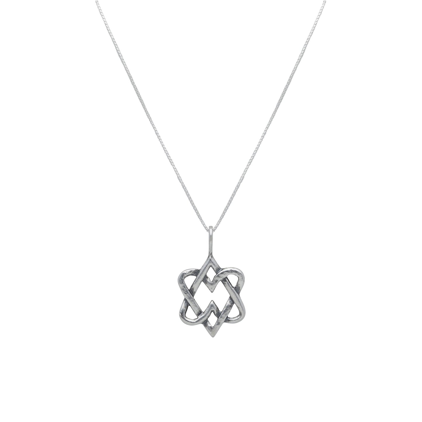 Interlocking Hearts Star of David Necklace