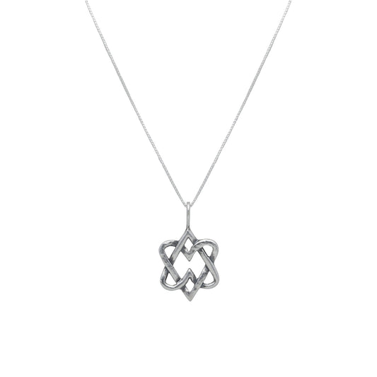 Interlocking Hearts Star of David Necklace