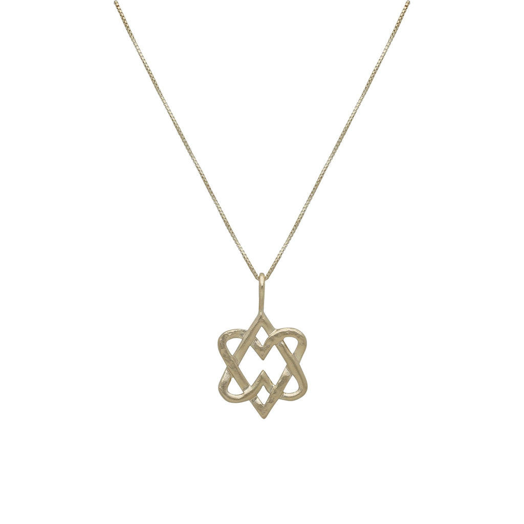 Interlocking Hearts Star of David Necklace