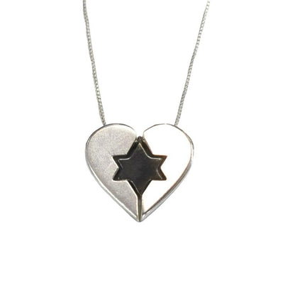 Sterling Silver Star of David and Heart Pendant