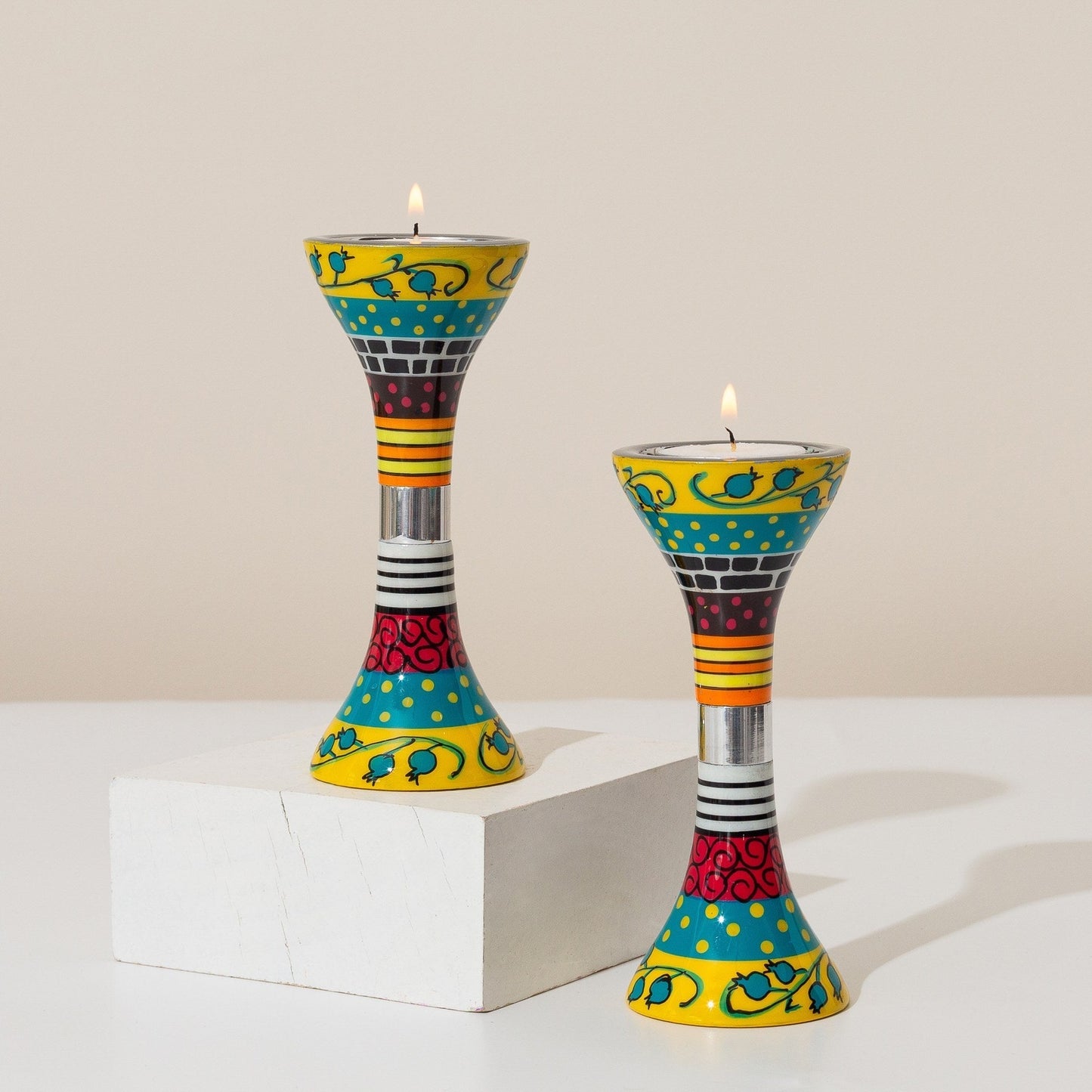 Handmade Aluminum Shabbat Candle Holders