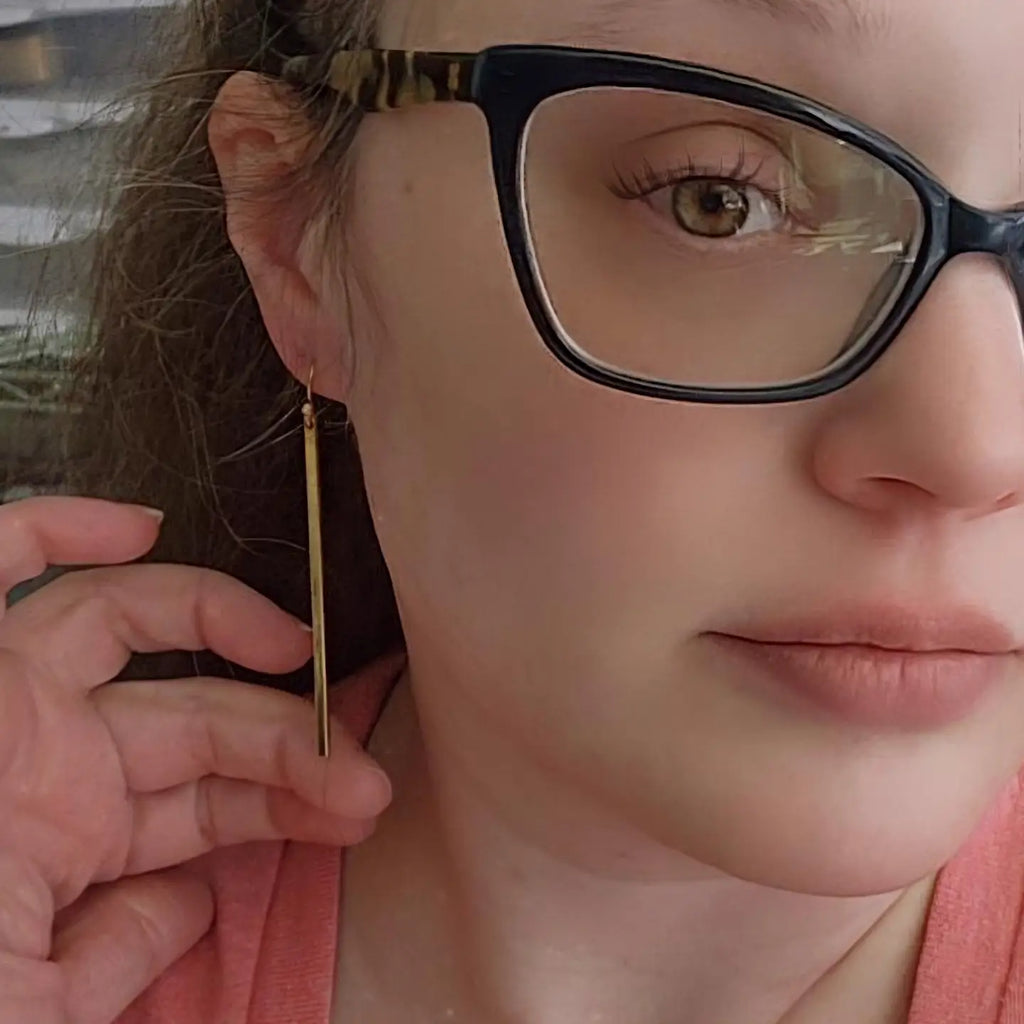 Classic Brass Bar Dangle Earrings