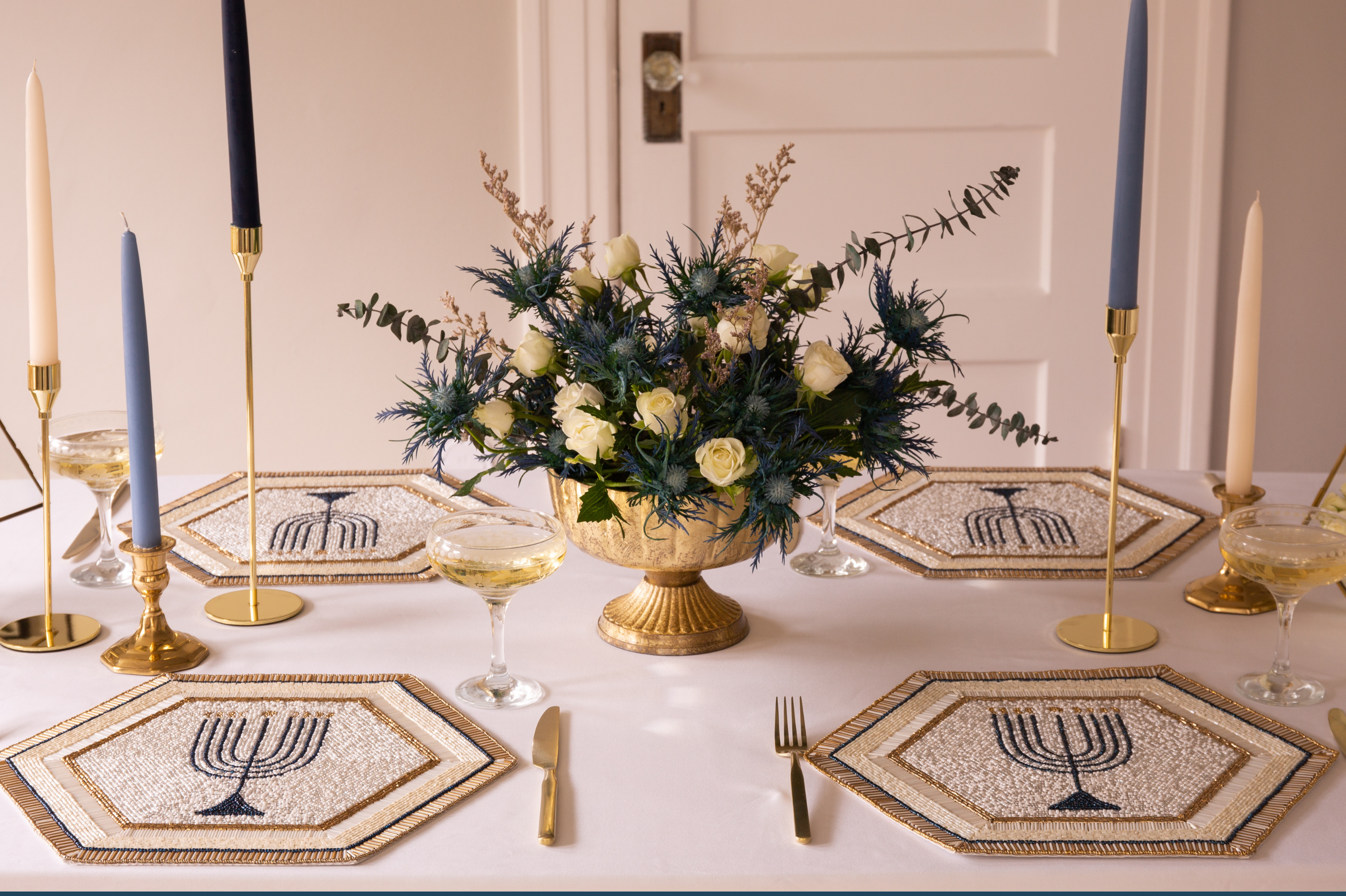 Luna Menorah Beaded Placemat