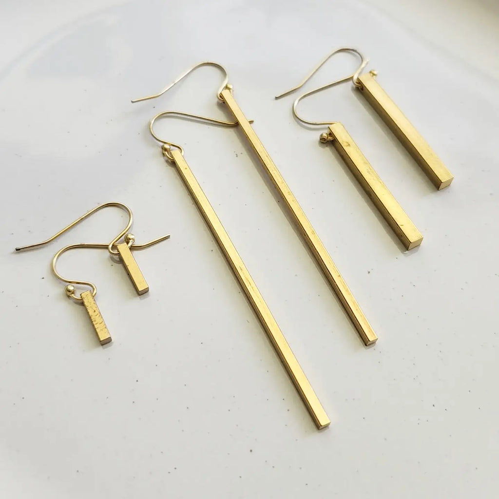 Classic Brass Bar Dangle Earrings