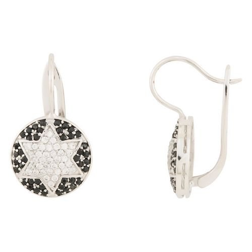 White Gold Plated Star of David Earrings