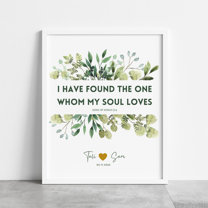 Personalized Song of Songs 3:4 Wedding Gift Print