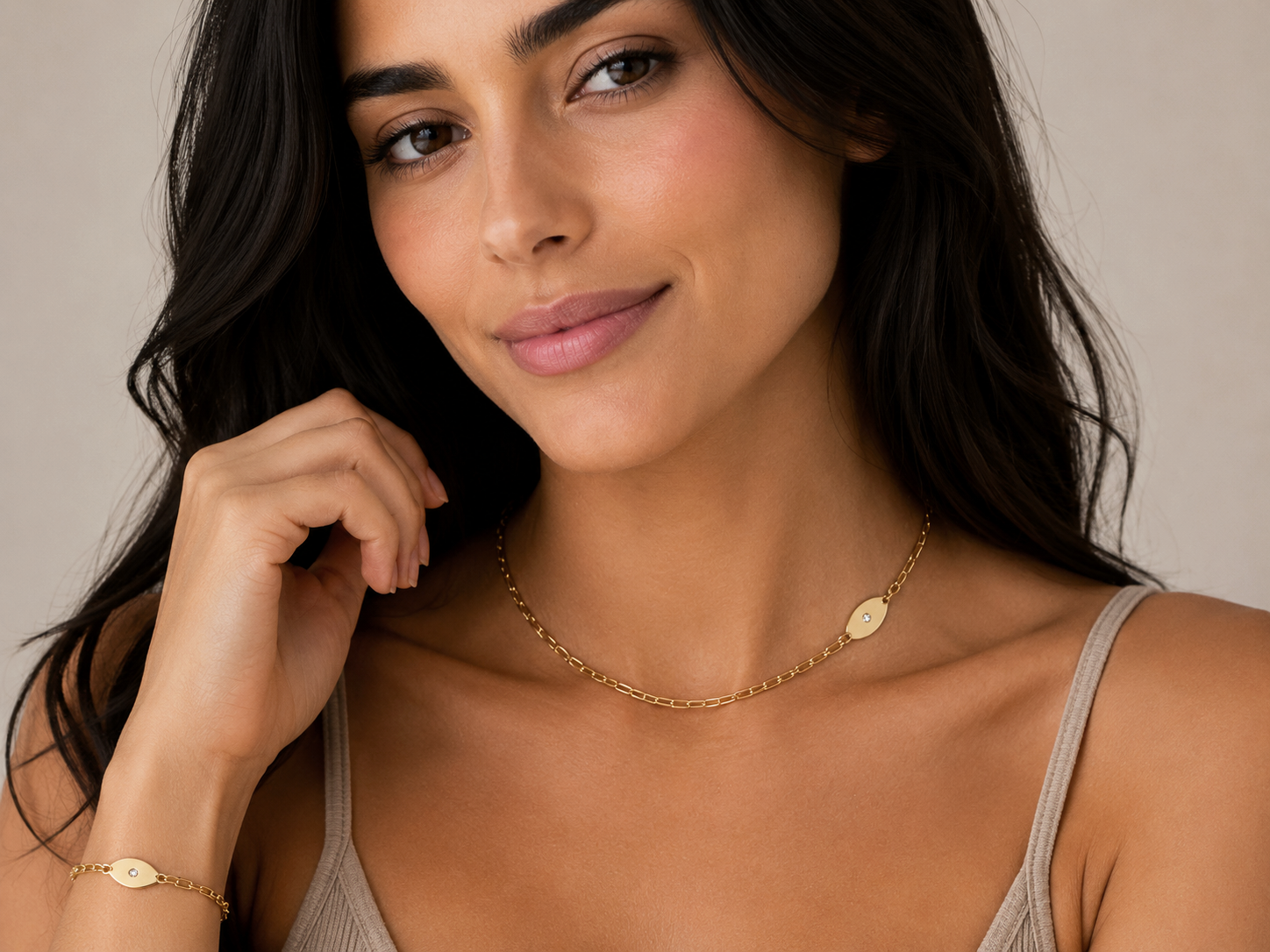 Tiny Asymmetrical Star of David Paperclip Chain Necklace