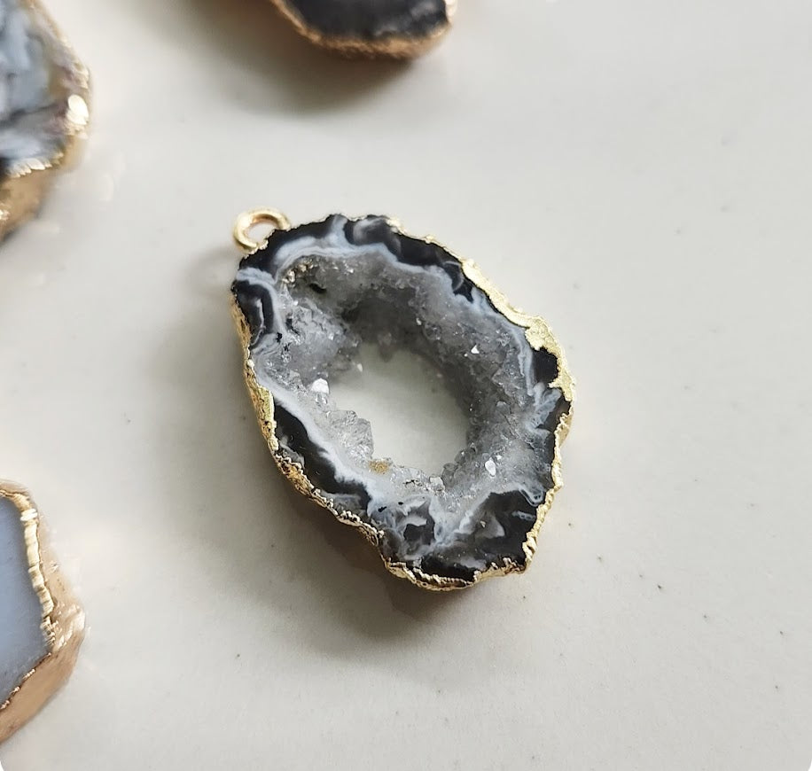 Geode & Agate Slice Pendant Necklace