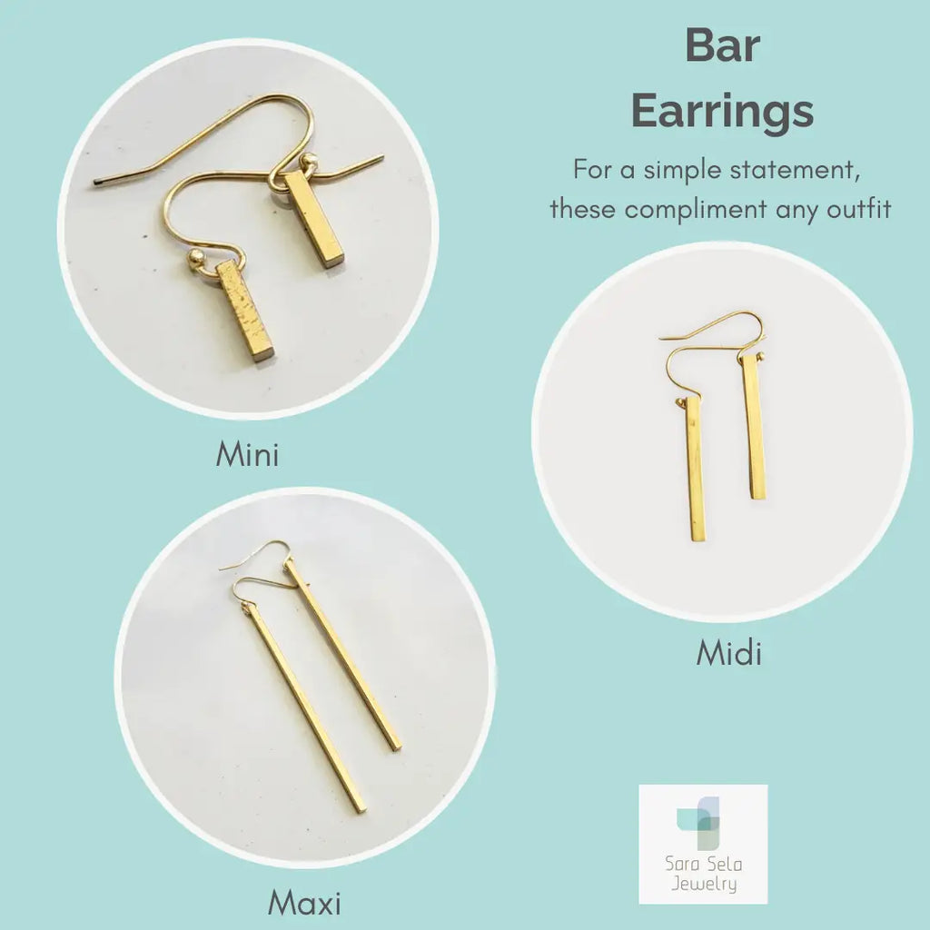 Classic Brass Bar Dangle Earrings