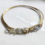Stackable Gemstone & Brass Beaded Bangle Bracelet