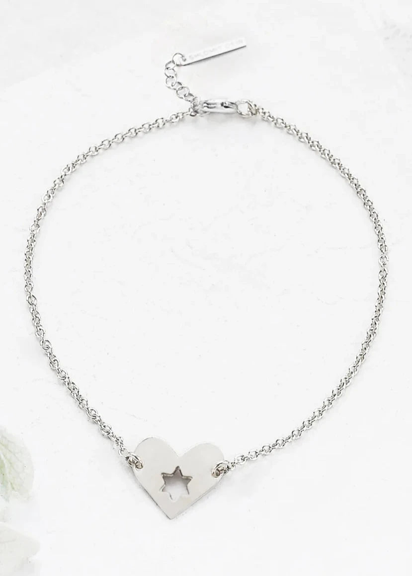 Sterling Silver Israel at Heart Bracelet