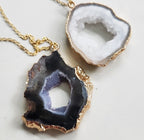 Geode & Agate Slice Pendant Necklace