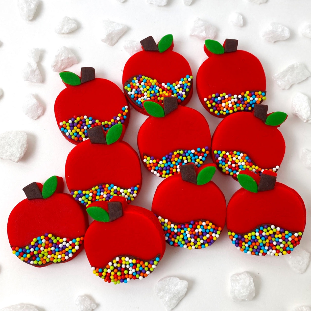 Rainbow Sprinkle Apples – Marzipan Holiday Treats