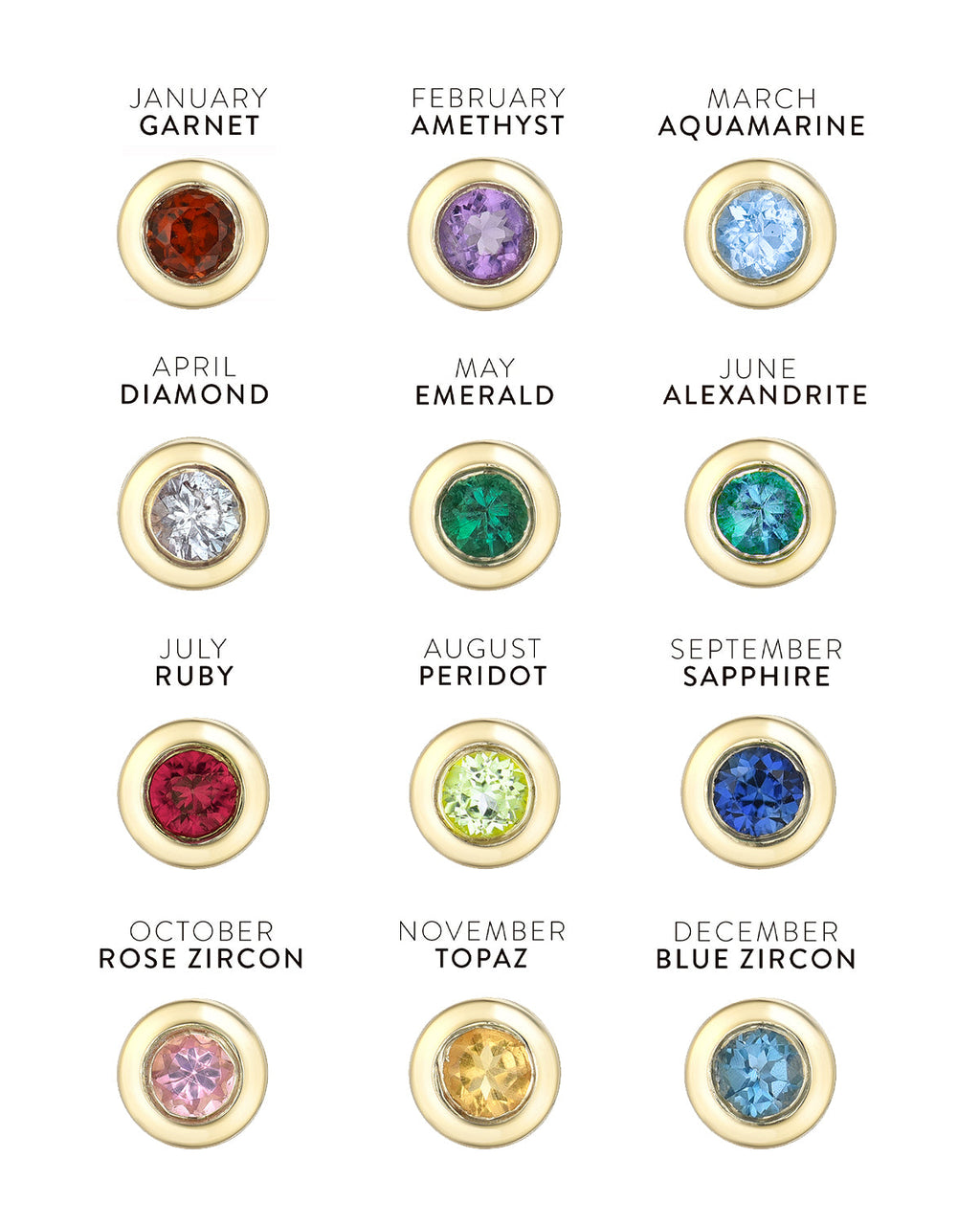 14k Gold Bezel Birthstone Necklace