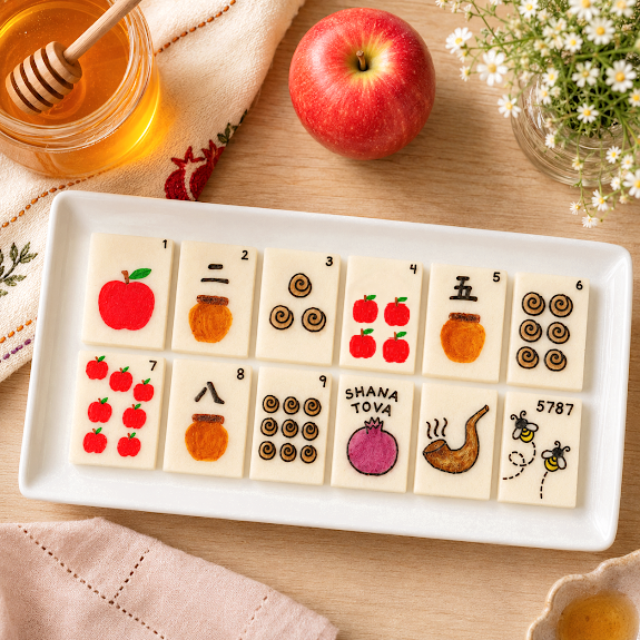 Rosh Hashanah Marzipan Mahjong Tiles