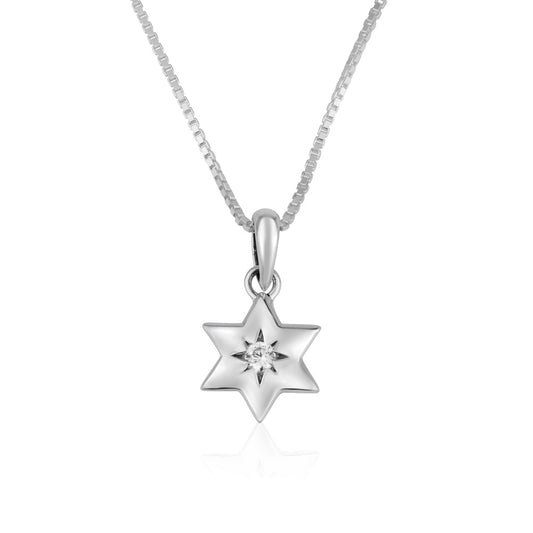 Star Of David Necklace Sterling Silver With Stone