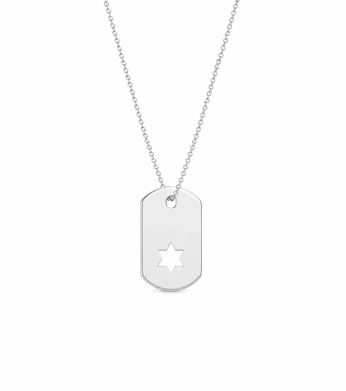 Cutout Star of David Dog Tag Necklace
