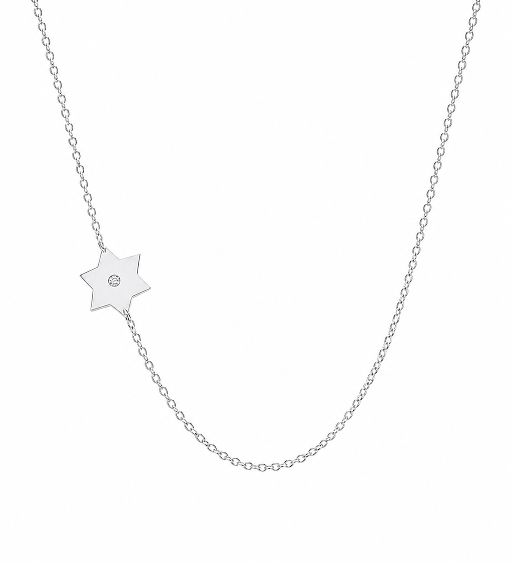 Tiny Asymmetrical Star of David Classic Necklace