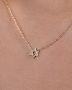 Diamond Open Star of David Necklace