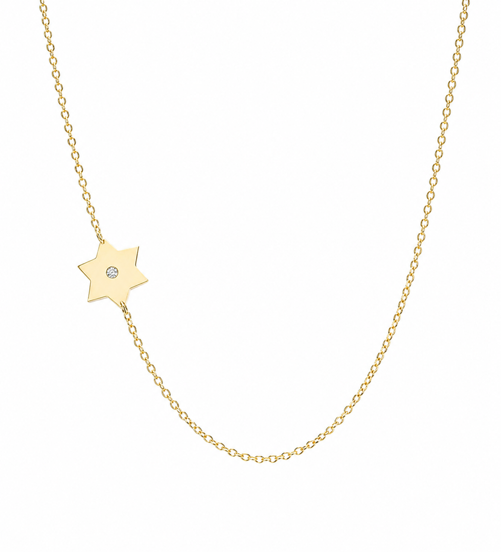 Tiny Asymmetrical Star of David Classic Necklace