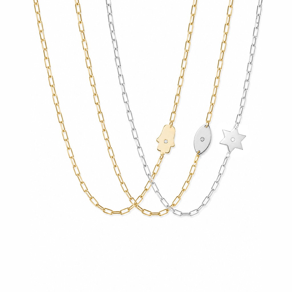 Tiny Asymmetrical Star of David Paperclip Chain Necklace