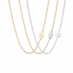 Tiny Asymmetrical Star of David Paperclip Chain Necklace