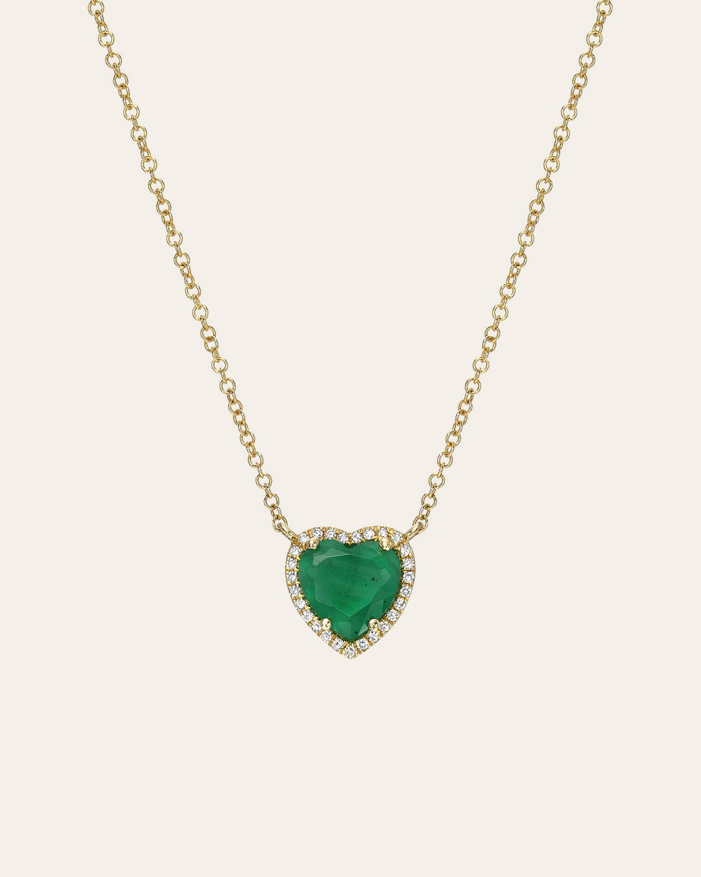 Diamond Emerald Heart Necklace