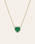 Diamond Emerald Heart Necklace